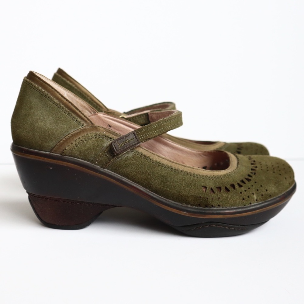 Jambu Olive Green Suede Mary Jane Clogs - Picture 4 of 10